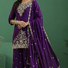 Conjunto Seda Morado Bordado 