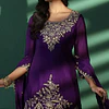 Conjunto Seda Morado Bordado 