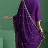 Conjunto Seda Morado Bordado 