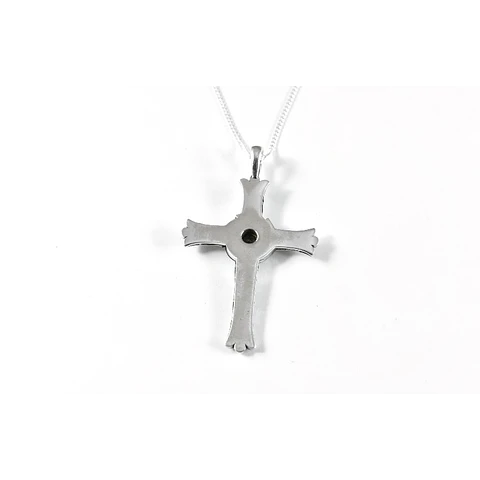 Cruz Moldavita Oro y Plata 