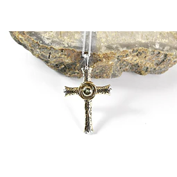 Cruz Moldavita Oro y Plata 