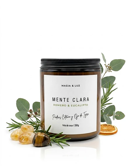 Vela Terapeutica Romero Mente Clara 100% soya