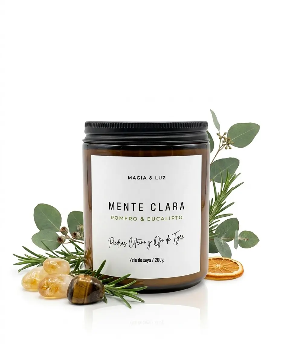 Vela Terapeutica Romero Mente Clara 100% soya 1