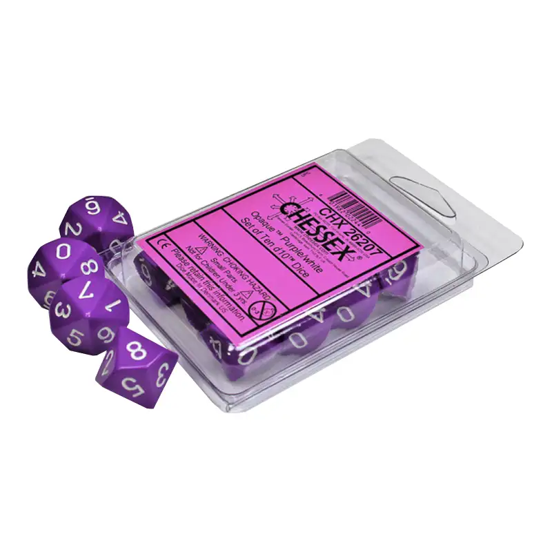Set 10 Dados Chessex Purple/White