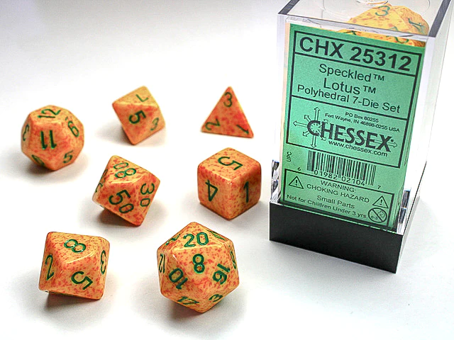 Set 7 Dados Chessex Jaspeados Lotus