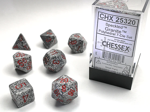 Set 7 Dados Chessex Jaspeados Granite