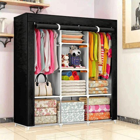 Armario plegable  Resistente Espacioso y Fácil de Armar NEGRO