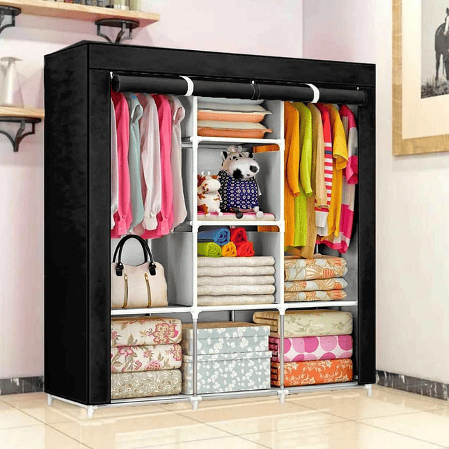 Armario plegable  Resistente Espacioso y Fácil de Armar NEGRO 1