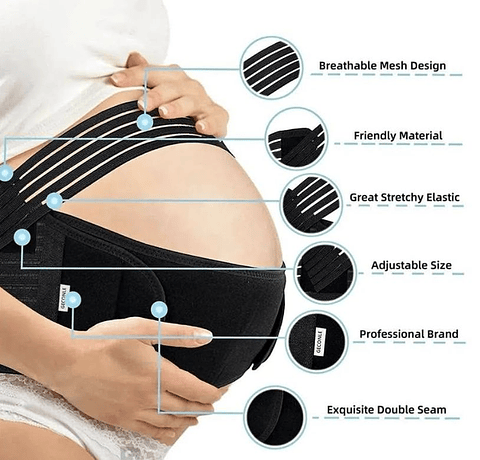 Faja de Soporte para Embarazo con Tirantes - NEGRO