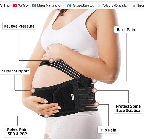 Faja de Soporte para Embarazo con Tirantes - NEGRO
