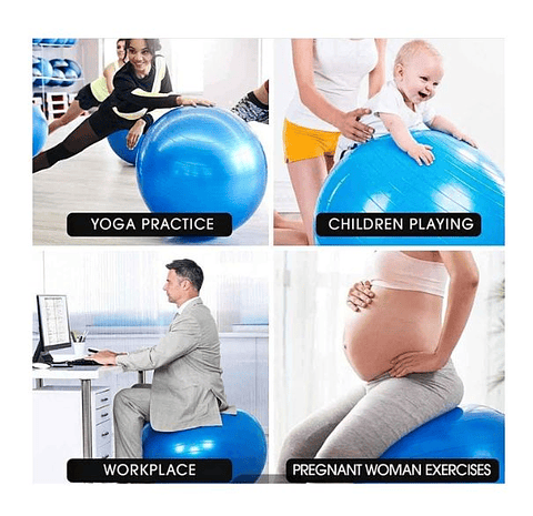 Pelota de Pilates 55 cm con Bomba - Antideslizante y Antiestallido - Azul