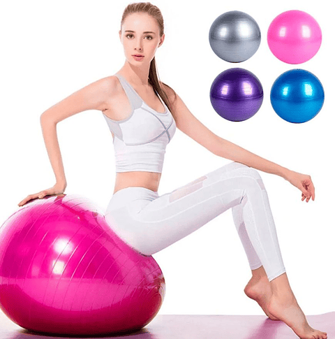 Pelota de Pilates 55 cm con Bomba - Antideslizante y Antiestallido - Fucsia