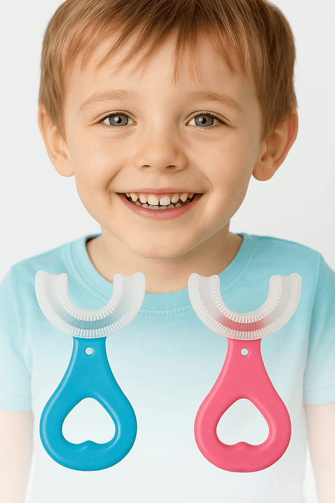 Cepillo de dientes para bebes en forma de U - Rosado