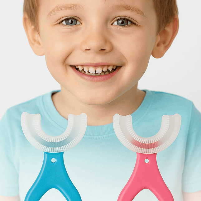 Cepillo de dientes para bebes en forma de U - Rosado 2