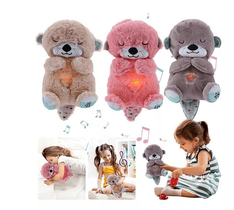 Peluche Nutria Animatrónica con Luz y Sonido Relajante - Cafe