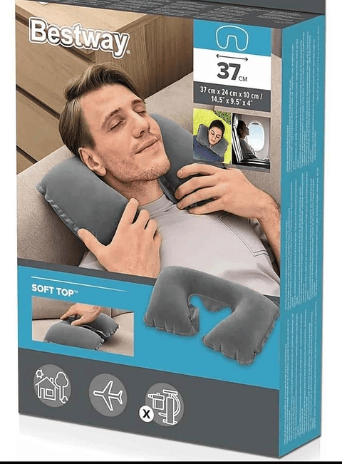 Almohada viajera inflable + Kit - Negro