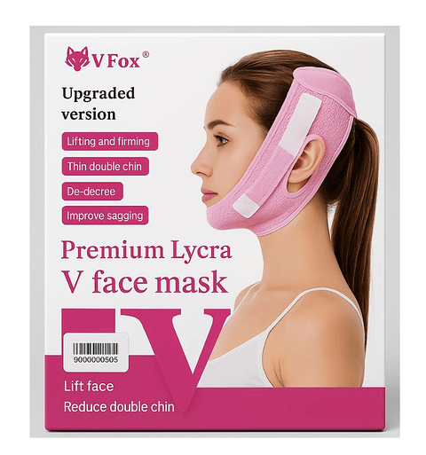 Mentonera Reafirmante Facial Lycra V Fox  Reduce Papada y Levanta el Rostro