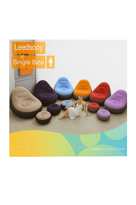 Silla o puff inflable con posapies - Beige