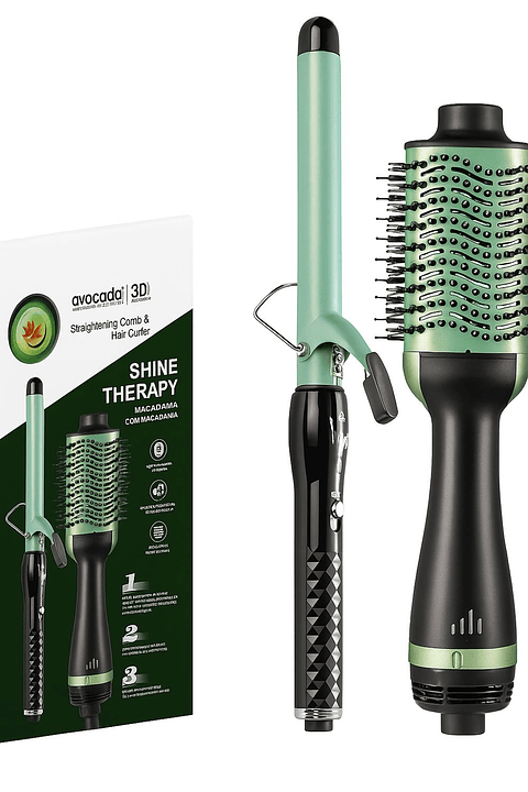 Combo Cepillo Secador y Pinza Rizadora Aguacate  Brillo suavidad y estilo en un solo combo