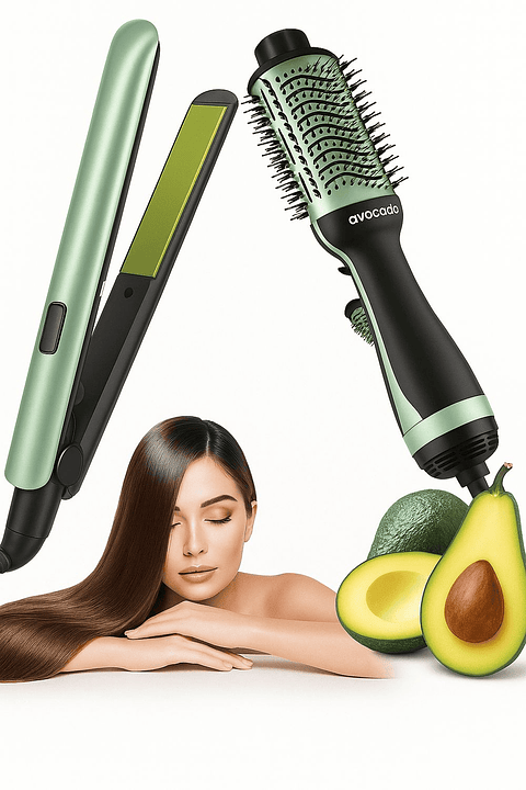 Combo cepillo secador + plancha alisadora aguacate