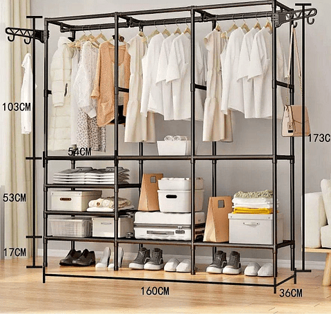 Clóset Armable de 3 Módulos con Cubierta Organizador de Ropa y Accesorios gris o negro