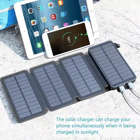 Power Bank Solar 20.000 mAh – Cargador Portátil con 4 Paneles Solares