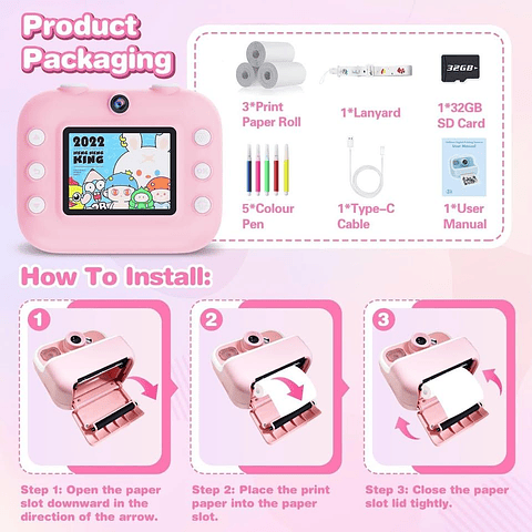 Cámara Digital con Impresora Instantánea  Fotos al Momento