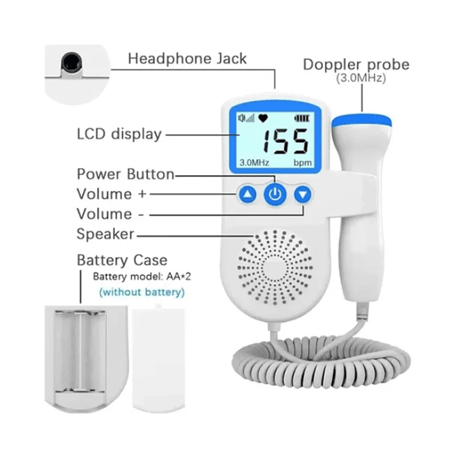 Doppler Fetal Portátil  Escucha los latidos del corazón 2