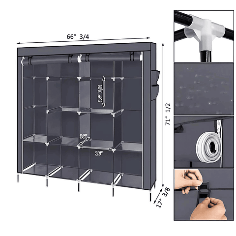 Closet Ropero De 4 Módulos Armario Desarmable