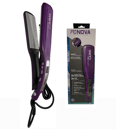 Plancha para Cabello PRONOVA Wet 2 Straight PRO-8001 con Placas Anchas