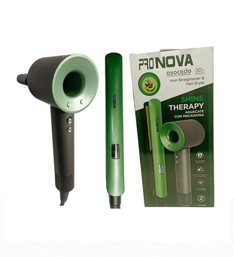 Combo Secador + Plancha PRONOVA PRO-2505 Avocado