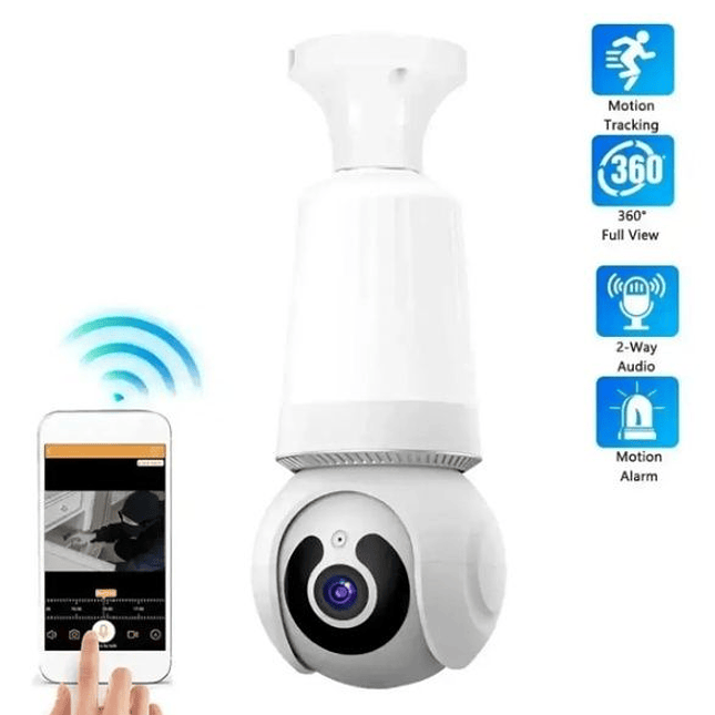 Cámara IP Bombillo con Lámpara  App V380  Visión 360° y Audio Bidireccional 3