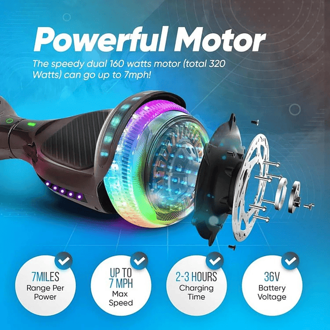 Hoverboard Malumeta Eléctrico 9¨ con Luces LED y Bluetooth 2