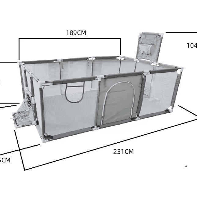 Corral de Juegos Rectangular Infantil con Aro de Baloncesto y Portería 1