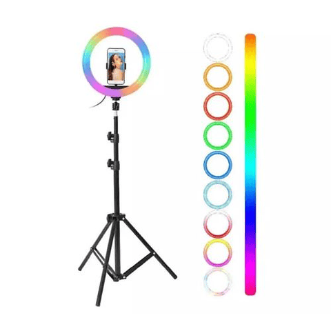 Aro de Luz 26cm RGB con Trípode y Control Remoto