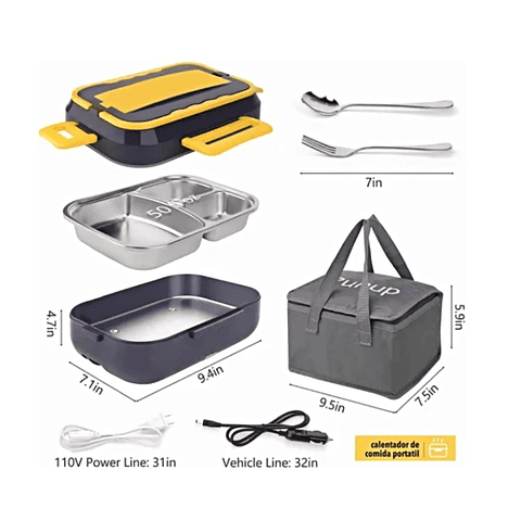 Lonchera Eléctrica Portacomidas 15L  Para Hogar y Carro