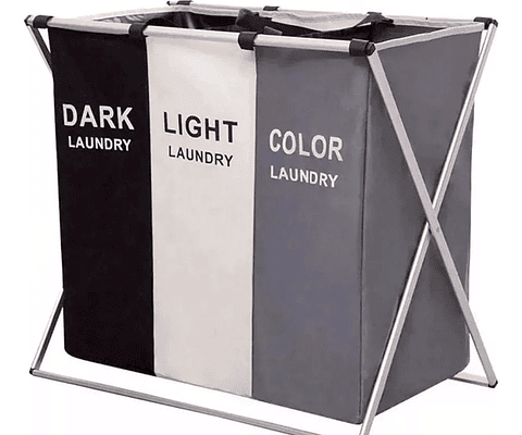 Cesto de Ropa Sucia con Tres Compartimentos Plegable