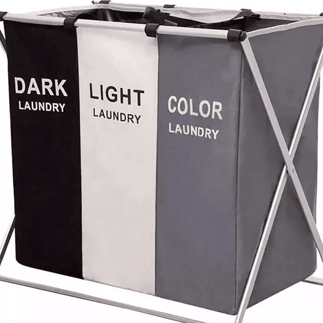 Cesto de Ropa Sucia con Tres Compartimentos Plegable 1