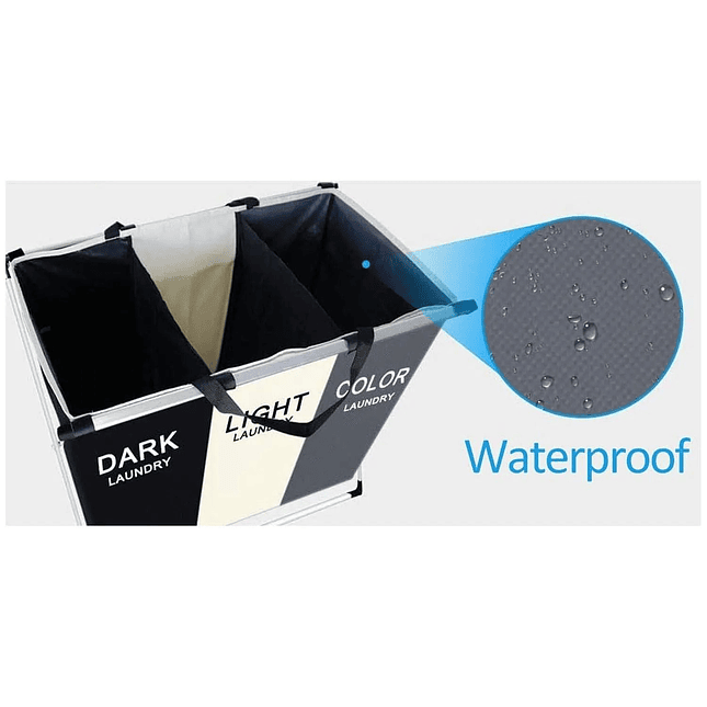 Cesto de Ropa Sucia con Tres Compartimentos Plegable 3