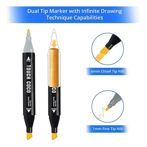 Marcadores de Alcohol 262 Colores – Set Completo Doble Punta