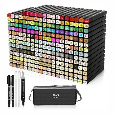 Set Marcadores Alcohol 262 Colores Doble Punta