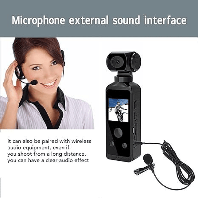Cámara Deportiva Pocket 4K WiFi  Resolución Ultra HD Giro 170° Micrófono Incluido 7