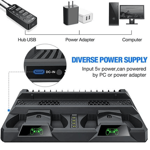 Base Refrigerante Multifuncional para PS4 con Cargador de Mandos