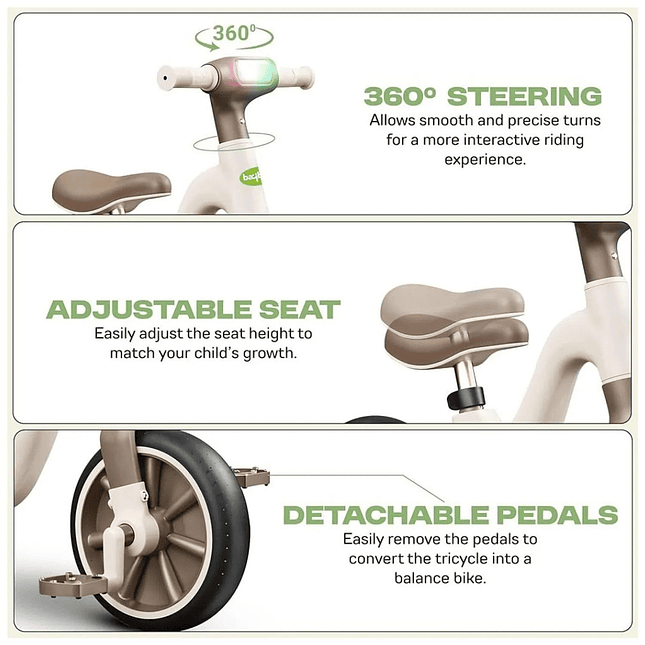 Triciclo Inteligente 2 en 1 con Luces LED y Música – Bebés y Niños Pequeños 2