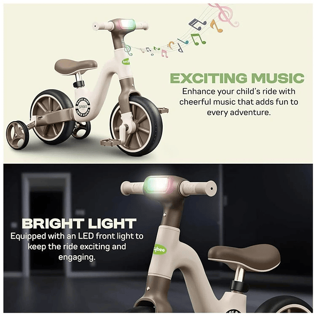 Triciclo Inteligente 2 en 1 con Luces LED y Música – Bebés y Niños Pequeños 4