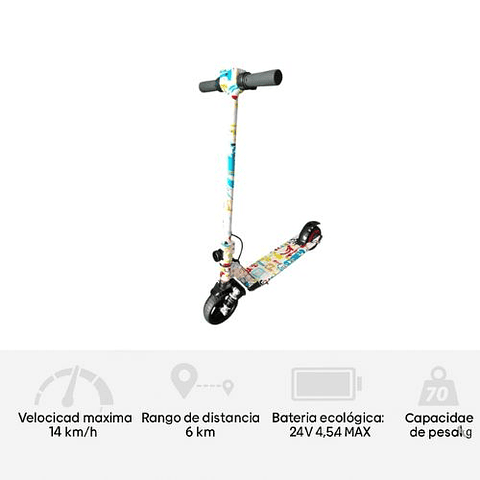 Patineta Eléctrica Plegable para Niños  Motor 180W Luces y Batería de Litio 24V