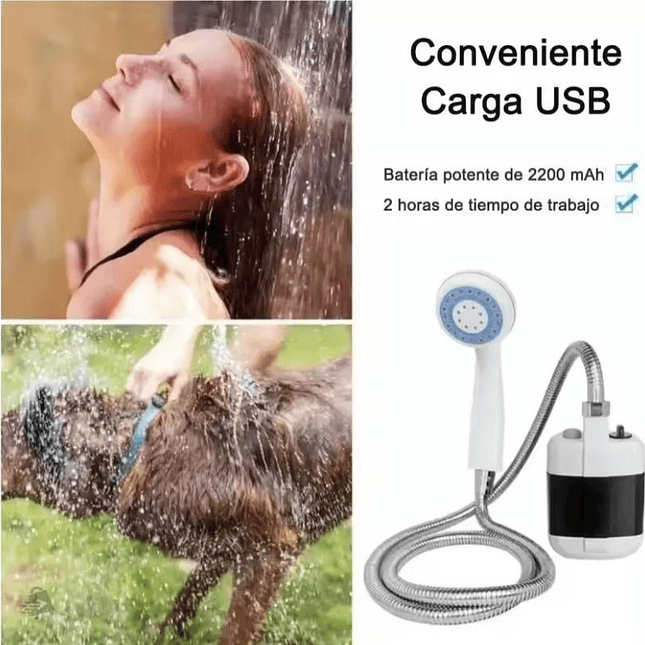 DUCHA ELÉCTRICA PORTÁTIL RECARGABLE  Ideal para Camping y Emergencias 5