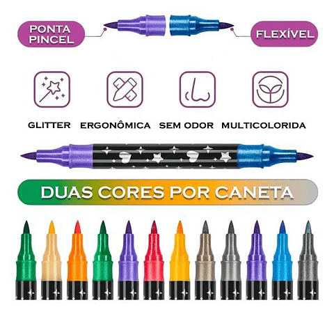 Set de Marcadores con Brillo – 36 Unidades Doble Punta (Modelo 447-36pcs)