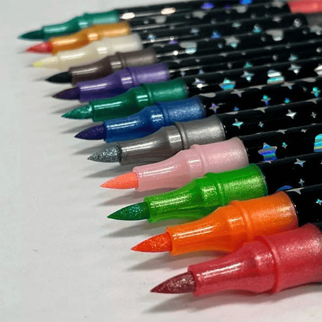 Set de Marcadores con Brillo – 24 Unidades Doble Punta (Modelo 447-24pcs) 1