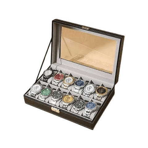 Caja Para Relojes y Estuche Organizador de Joyas 12 Espacios
